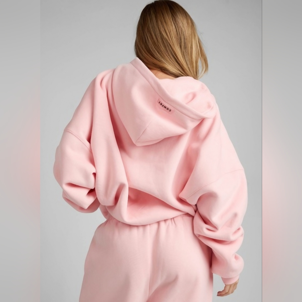 Comfrt Oversized Relaxed Full-Zip Hooded Sweatshirt- In BUBBLEGUM!! UNISEX!! - Picture 3 of 11